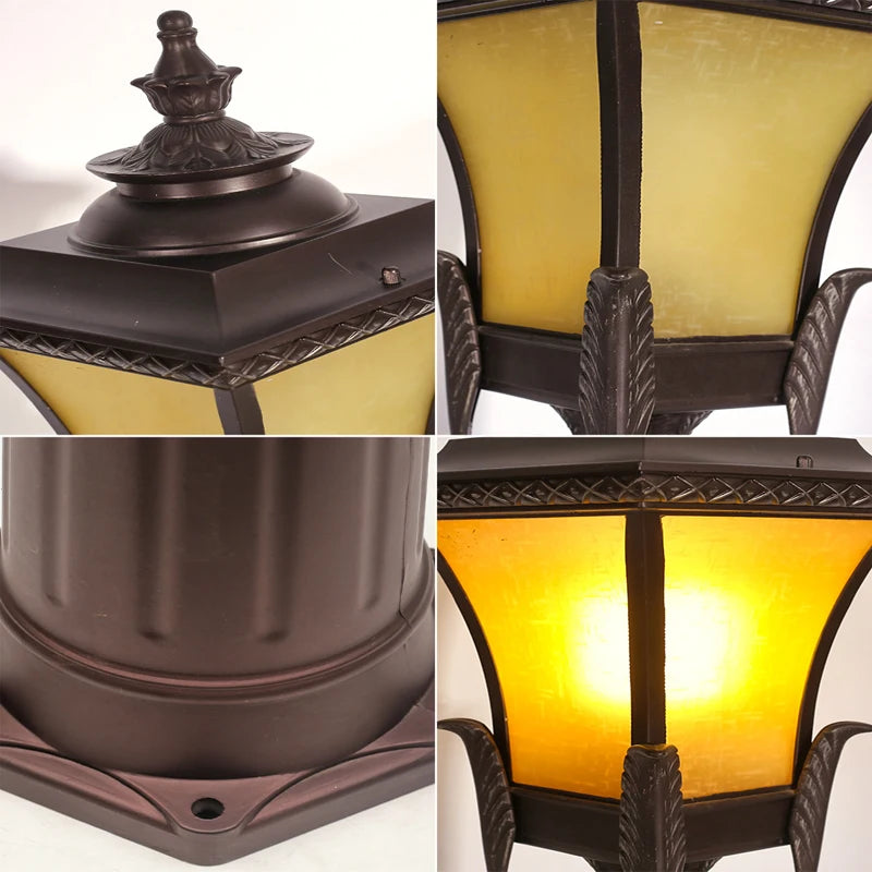 Retro outdoor garden lamp post in rustproof aluminium, waterproof - vue 8 sur 8