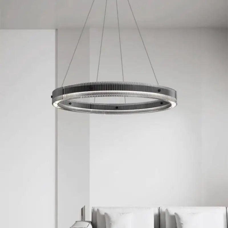 Minimalist LED chandelier with modern ring and creative shadow