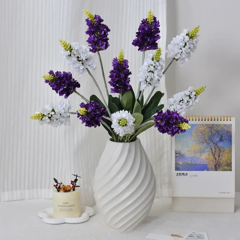 Artificial lavender silk flower stems for interior decoration