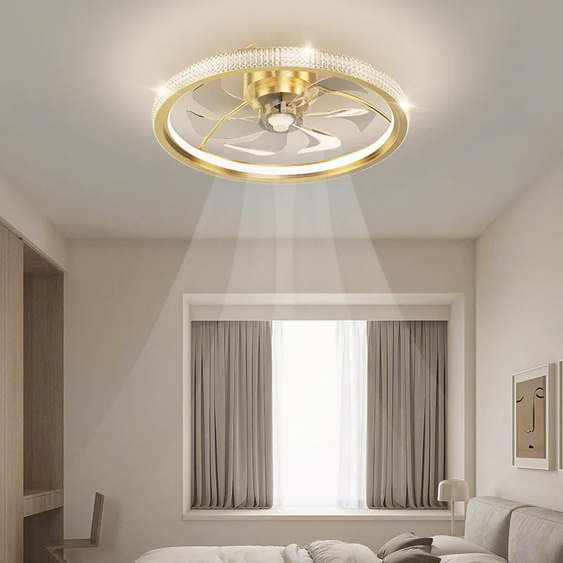Modern LED ceiling light with silent smart fan