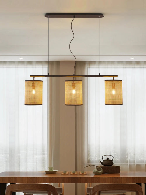 Retro rattan chandelier in rustic style for creative lighting - vue 3 sur 7