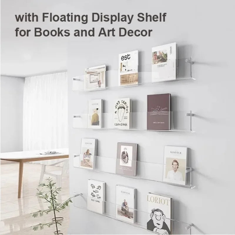 acrylic wall shelf for books and magazines decorative organizer
