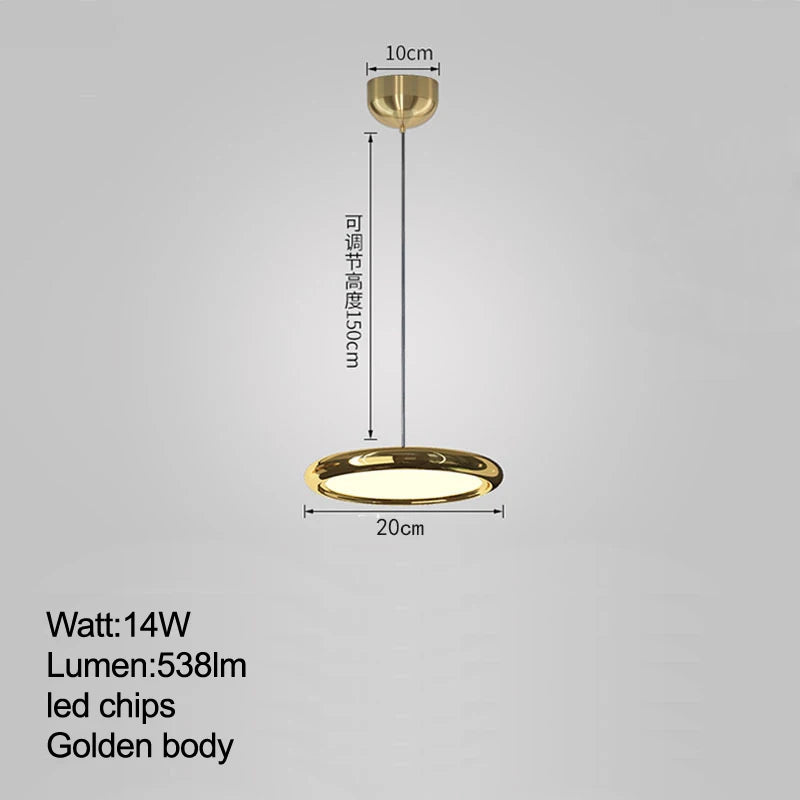 suspension à led minimaliste moderne design luxe ronde avec gradation