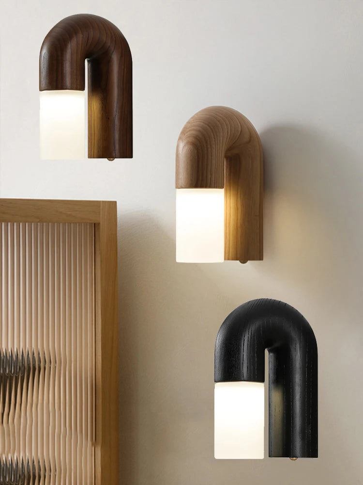 Vintage wood and acrylic wall lights for interior decoration