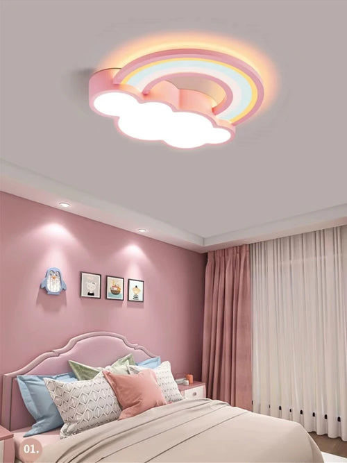 Cartoon rainbow cloud ceiling light for children, boys and girls - vue 6 sur 8