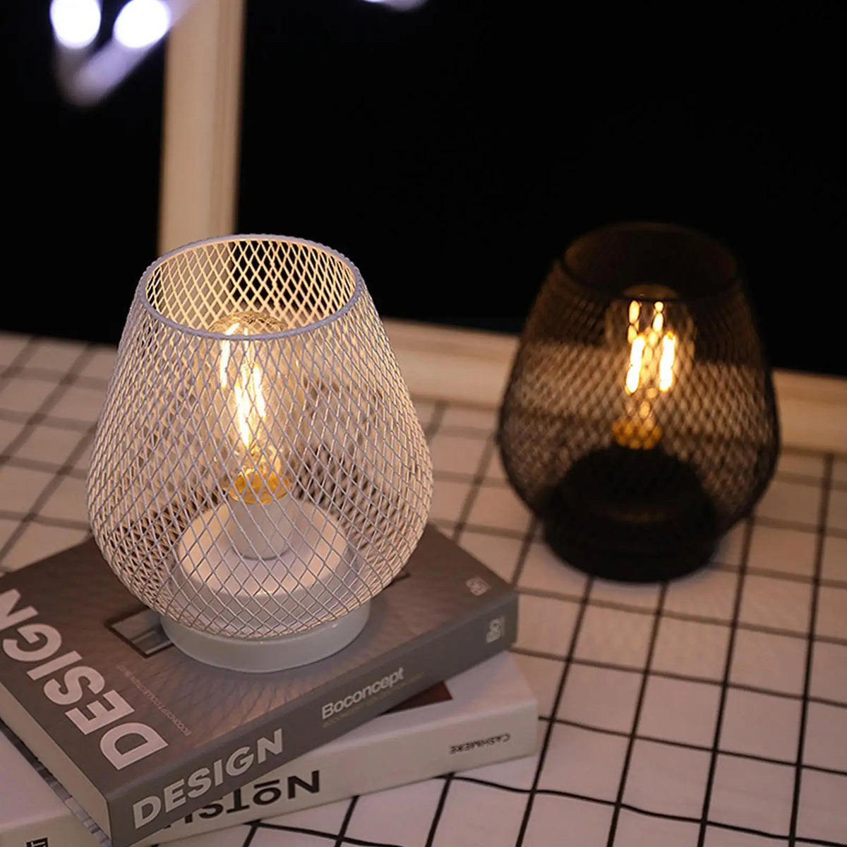 lampe cage métal led bougie sans fil mariage déco maison - vue 3 sur 6