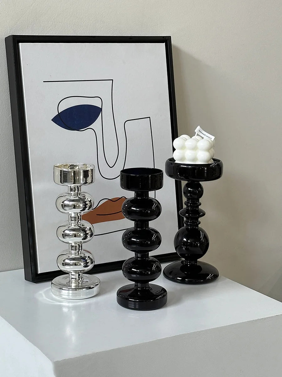 Vintage beech wood candle holders for interior decor and weddings