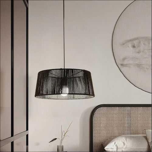 Nordic sandyha woven rope chandelier LED home lighting - vue 3 sur 12