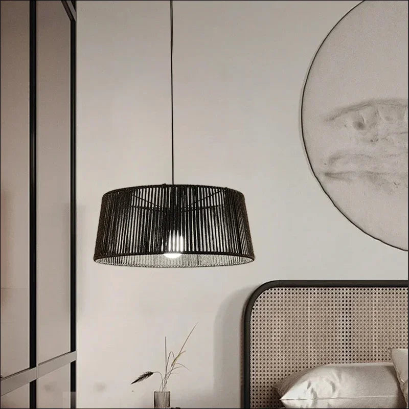 Nordic sandyha woven rope chandelier LED home lighting - vue 3 sur 12