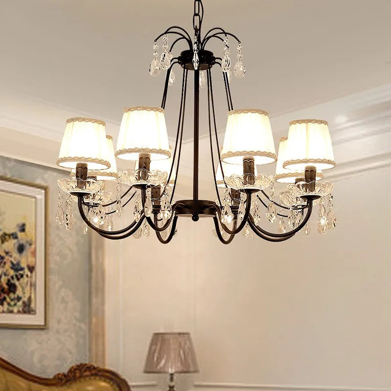 Retro iron and crystal chandelier, creative American style