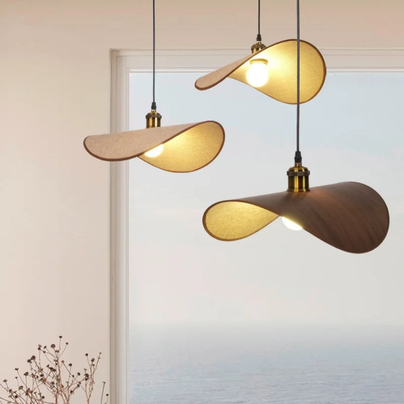 Wabi Sabi minimalism E27 LED pendant light retro hat LED hanging lamp Nordic style dining room pendant