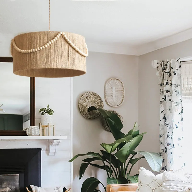 Bohemian retro bead pendant light for creative interior lighting - vue 3 sur 7