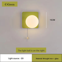 Modern led glass wall light with switch for children's room