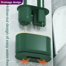 Multi-functional toilet brush with silicone holder, no-drill wall mount