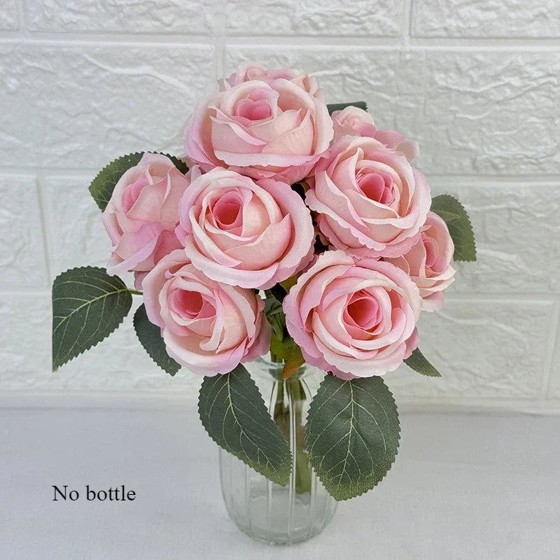 Bouquet of 10 decorative artificial silk roses for events