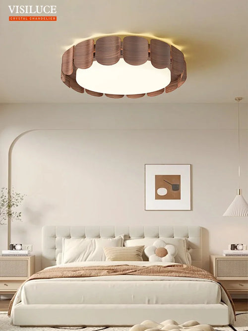 Modern wabi-sabi wood ceiling light for interior design - vue 3 sur 8