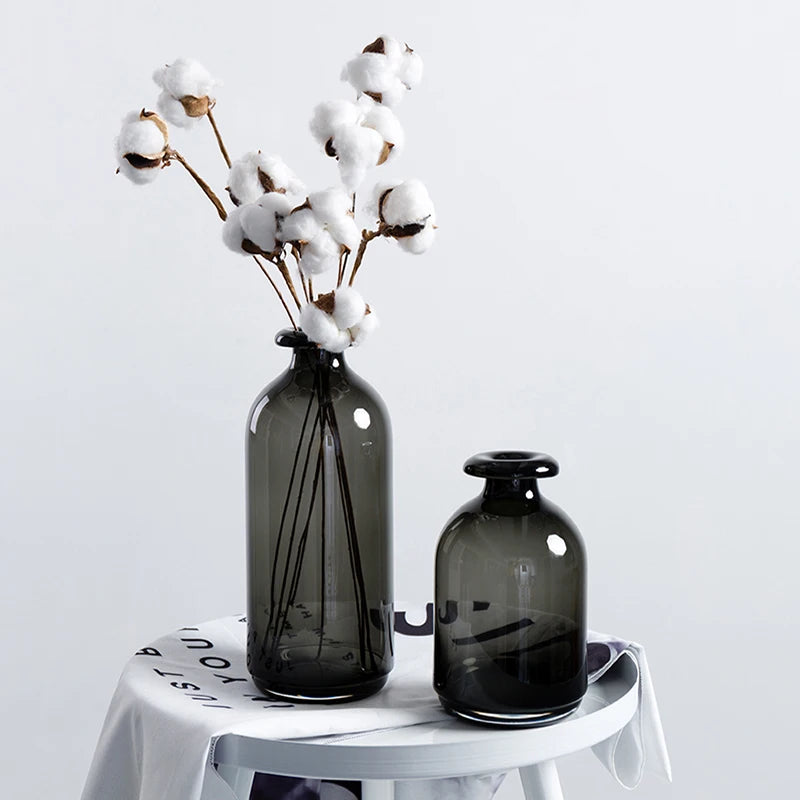 Nordic glass vase for flowers modern interior decoration