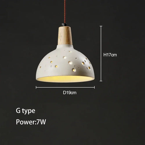 Wabi-sabi cement and travertine pendant light for interior decoration - vue 13 sur 14