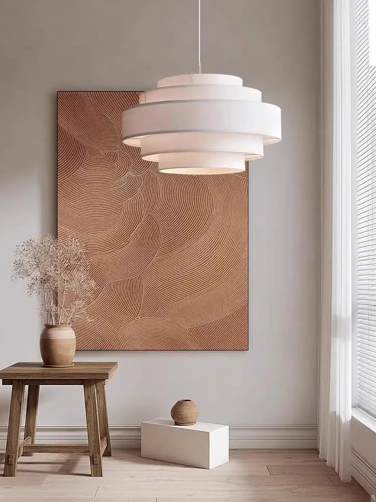 Wabi sabi fabric LED chandelier for interior decoration - vue 3 sur 12