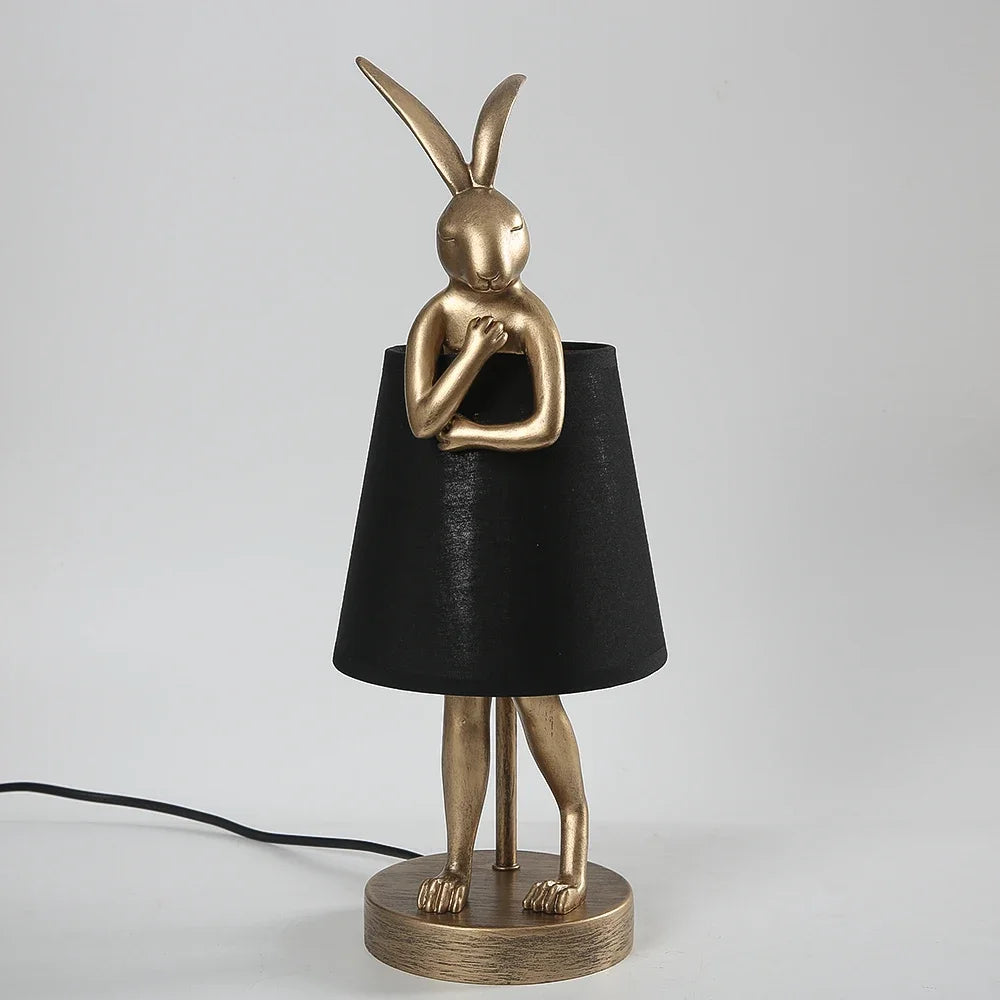 Retro resin rabbit desk lamp for interior decor