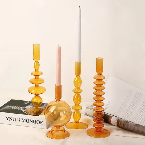 Conical glass candle holder for festive home decoration - vue 3 sur 17