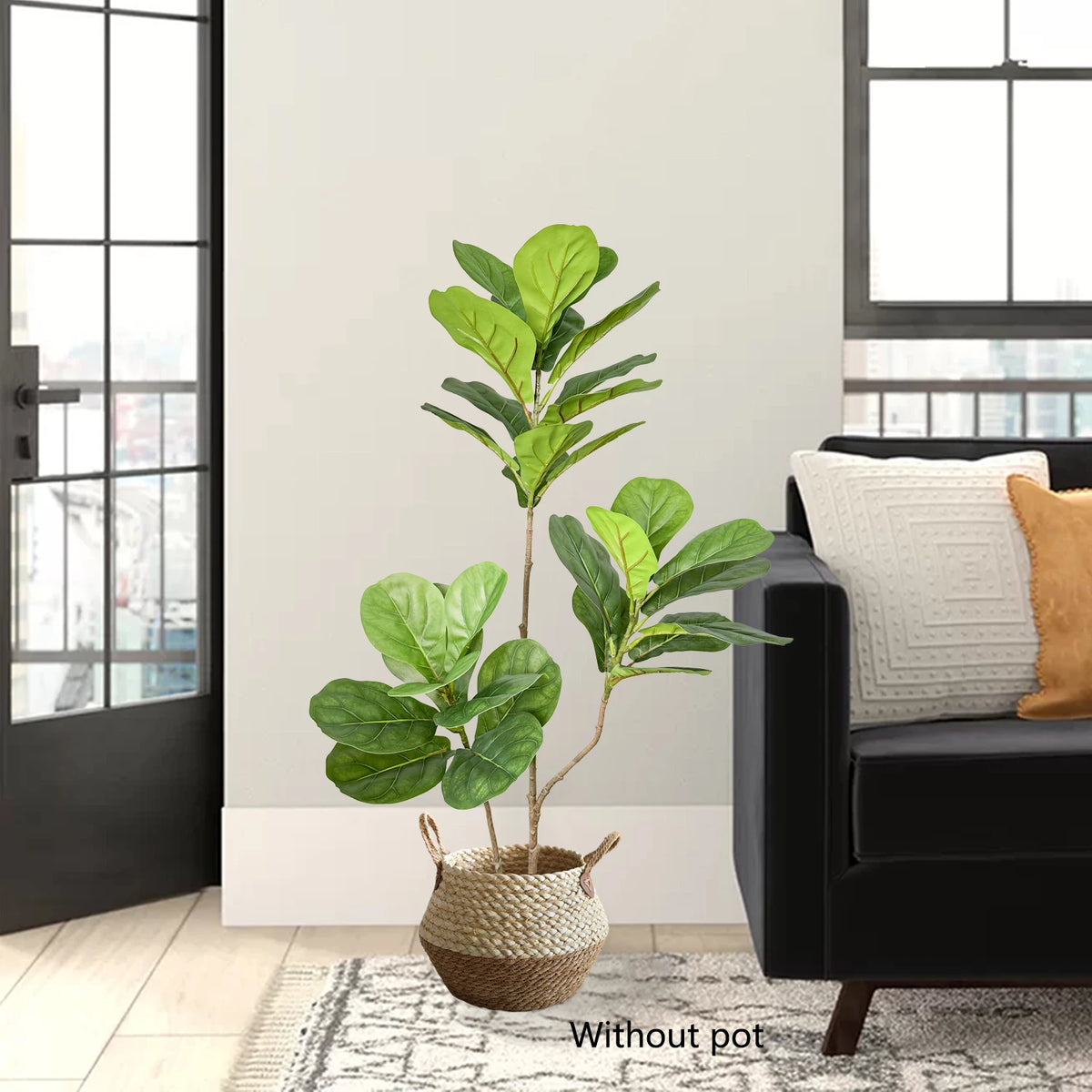 Artificial ficus branches with large leaves for indoor and outdoor decoration - vue 5 sur 14