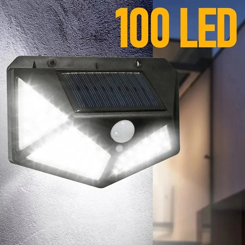 Waterproof outdoor solar wall light with motion sensor 100 LED