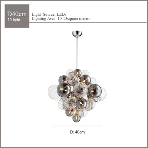 Nordic glass globe chandelier with LED lighting