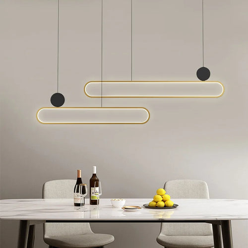 Nordic minimalist double ring LED pendant light for interiors - vue 6 sur 16