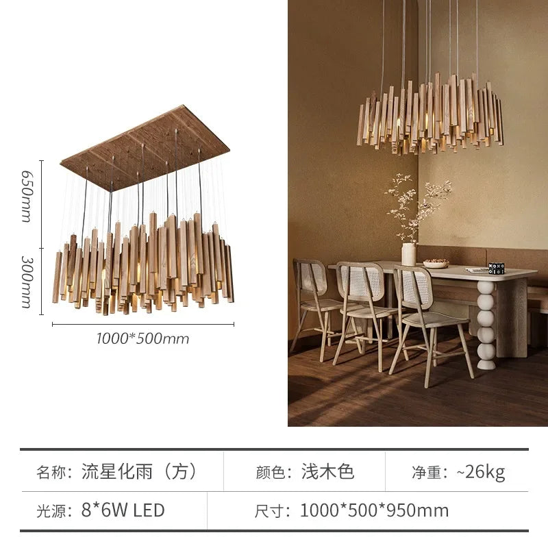 Solid wood Chinese restaurant chandelier - vue 11 sur 16