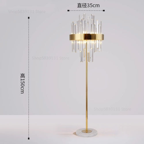 Post-modern nordic luxury gold crystal LED floor lamp - vue 17 sur 17