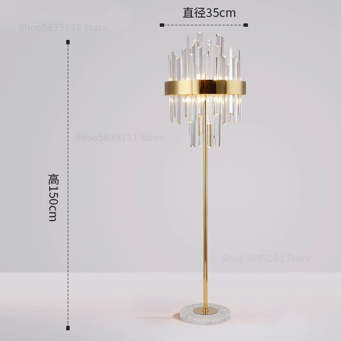 Post-modern nordic luxury gold crystal LED floor lamp - vue 16 sur 17