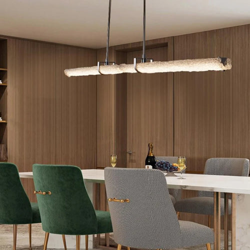 Modern stainless steel pendant light with minimalist crystal bar - vue 4 sur 9