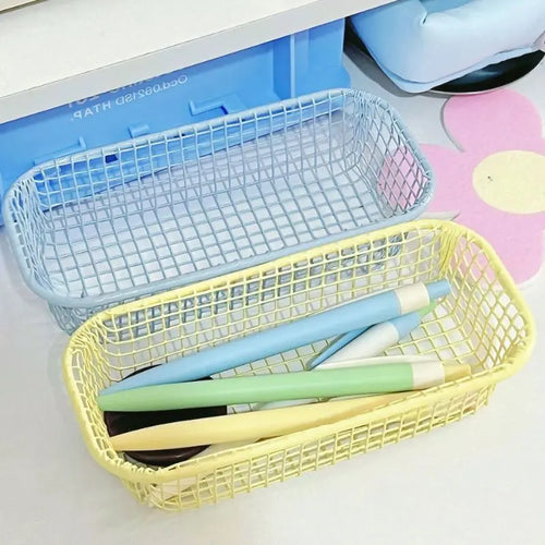 metal storage basket for desk and makeup - vue 3 sur 9