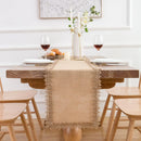 Rustic beige macramé table runner, bohemian style