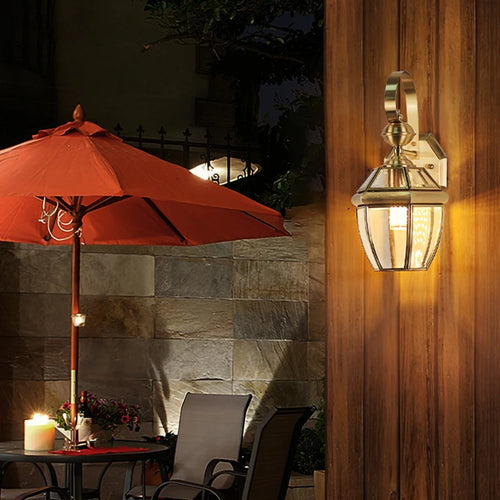 Outdoor wall light gold copper retro luxury for villa, garden, balcony, terrace and gate - vue 3 sur 8