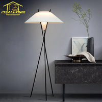 Modern Italian design triangular floor lamp with vintage shade