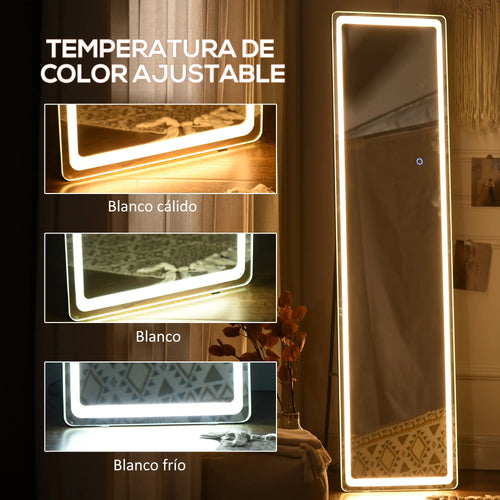 HOMCOM wall mirror full body standing mirror with LED lights 40x37x157,5 cm - vue 4 sur 7