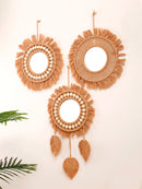 hand woven decorative round wall mirrors for home