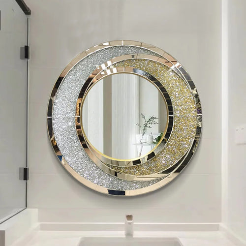 luxury round hanging mirror for home decor - vue 5 sur 6