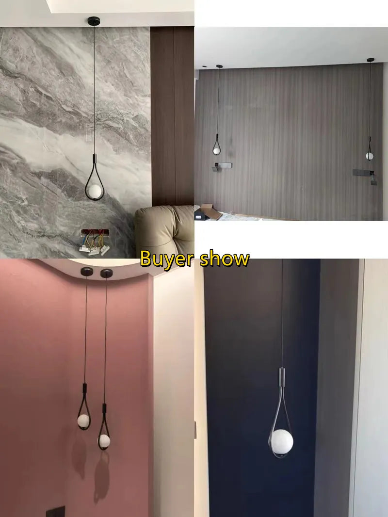 Glass ball pendant light for bedroom - vue 5 sur 8