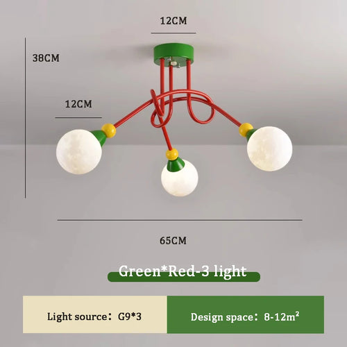 Colourful nordic chandelier for modern and simple children's room