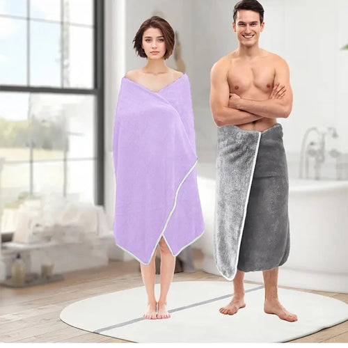 Extra large coral fleece bath towel quick dry - vue 4 sur 7