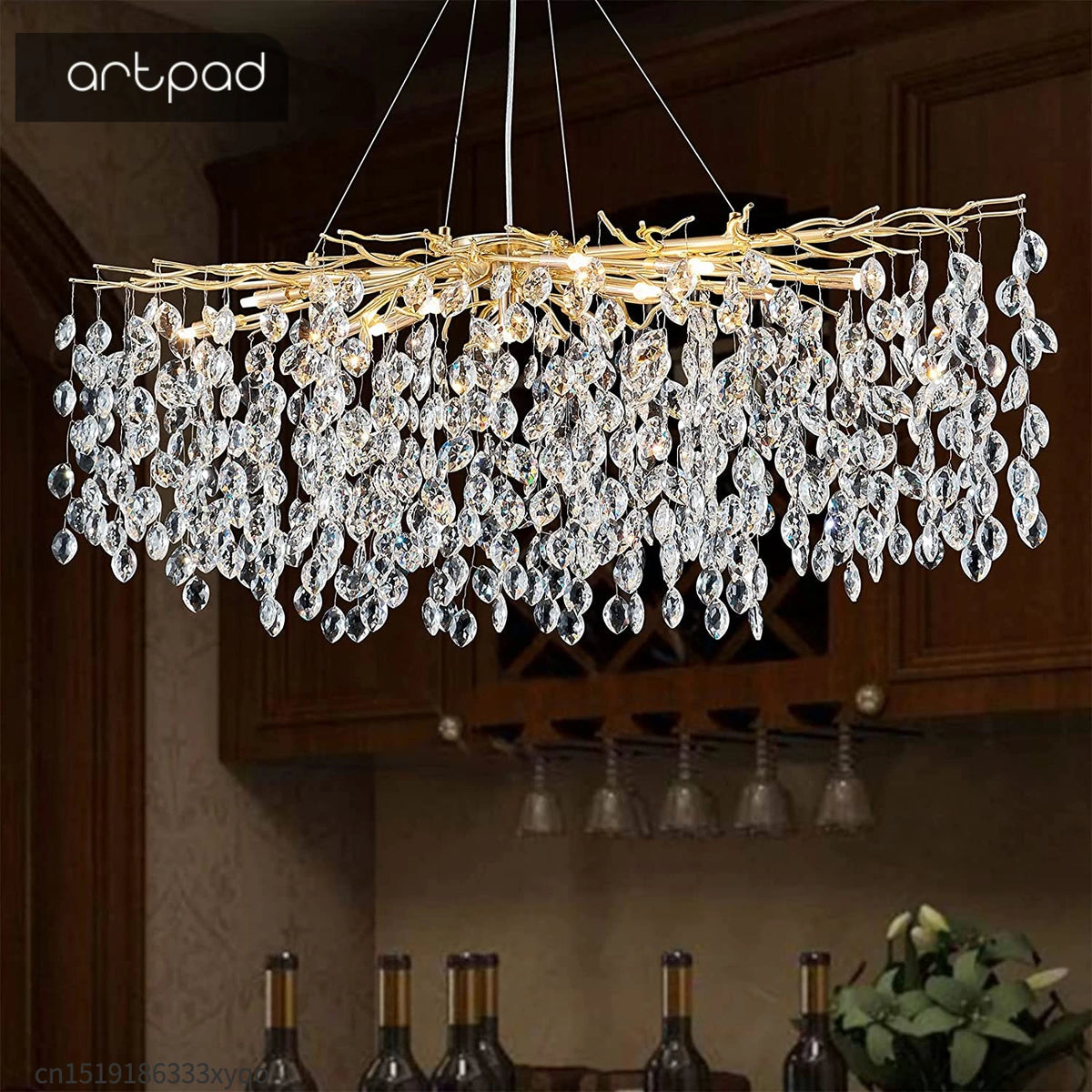 Luxury crystal chandelier with LED branches for modern interiors