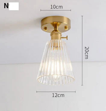 Modern Japanese retro carved glass ceiling light - vue 11 sur 18