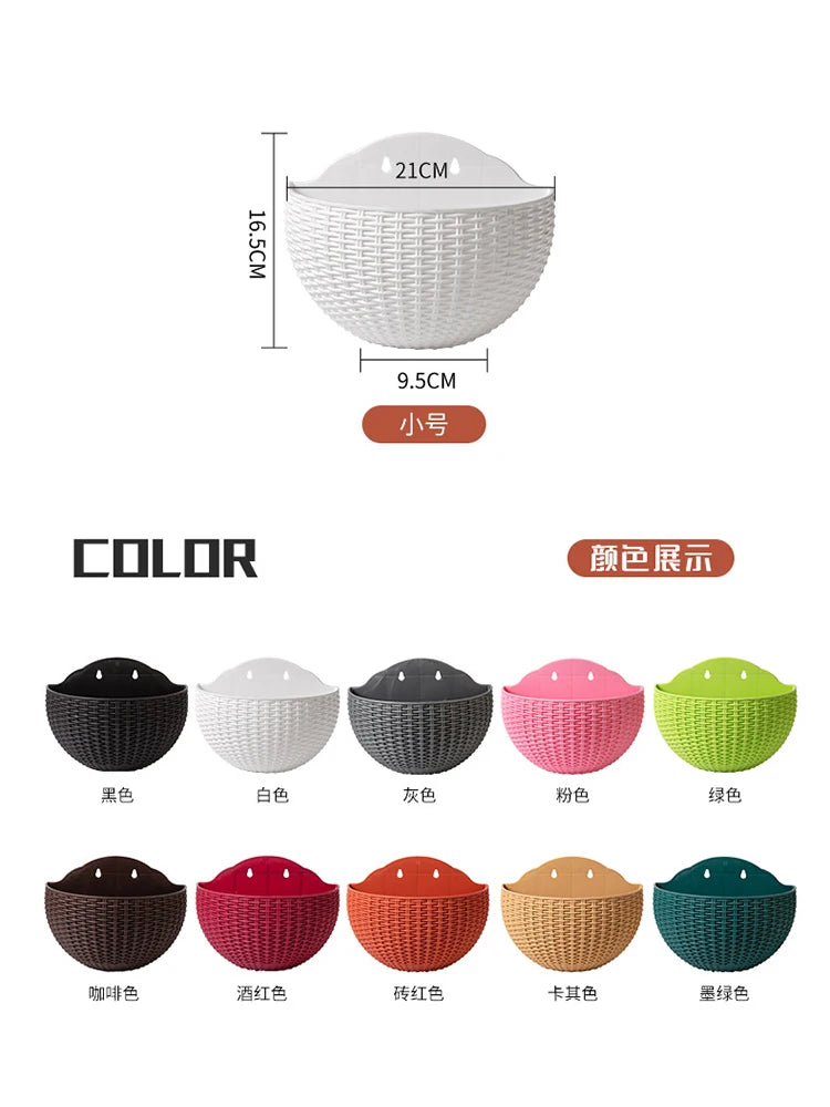 European Wall Mounted Hydroponic Plant Pot, Semi-Circular, Hanging Flower Basket, Balcony, Lazy Wall Mounted, No Drilling, Decor - vue 2 sur 16