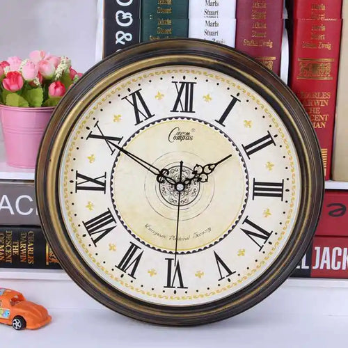 classic silent retro wall clock in abs quartz - vue 2 sur 7