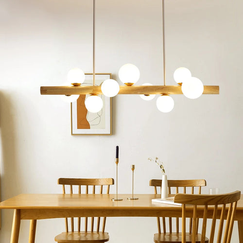 Minimalist wooden LED pendant light modern style - vue 3 sur 13