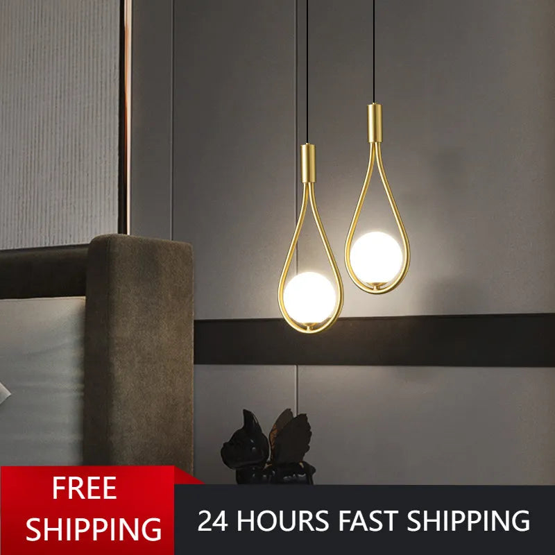 Glass ball pendant light for bedroom
