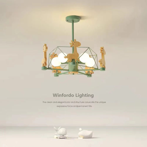Children's giraffe-shaped LED pendant light - vue 3 sur 12